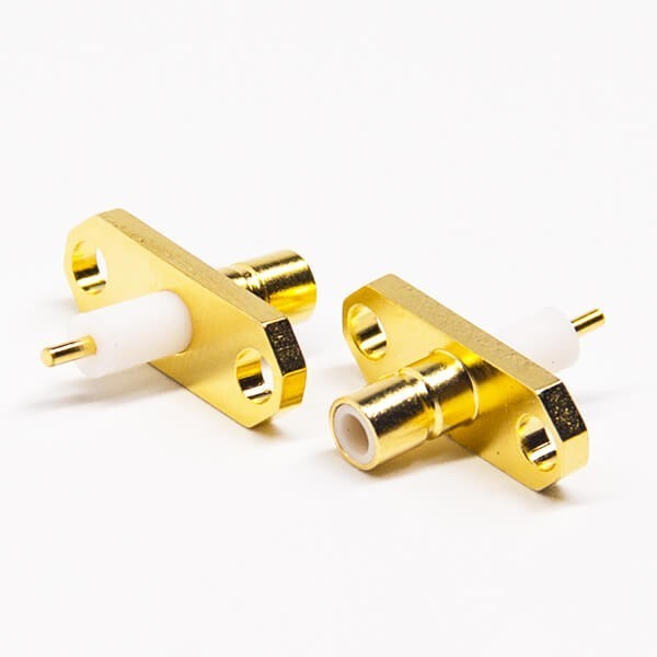 Smb Female Connectors Straight 2 Hole Flange Solder Type For Cable