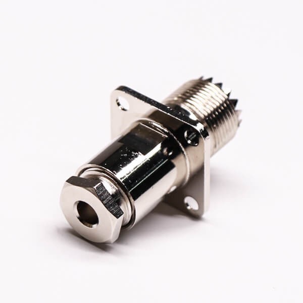 Uhf Connector - Female 4 Hole Flange, Straight/180 Panel Mount | Durable Threaded Coupling, Designed For Low Frequency Systems From 0.6-300mhz
