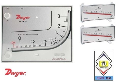 Mark Ii 41-2-av Dwyer Manometer - 0-2.5 Inch W.c Range, +/- 3% Fs Accuracy, Air Filter Gage Usage, 8-1/4 Inch Diameter