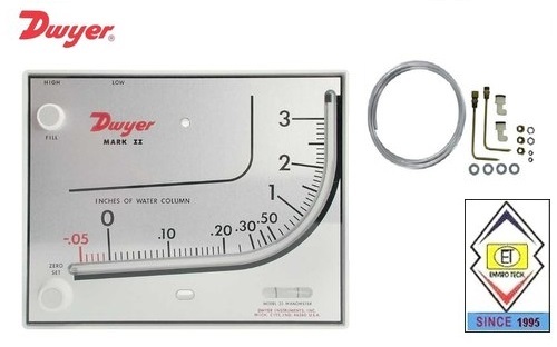 Mark Ii 41-2-av Dwyer Manometer - 0-2.5 Inch W.c Range, +/- 3% Fs Accuracy, Air Filter Gage Usage, 8-1/4 Inch Diameter