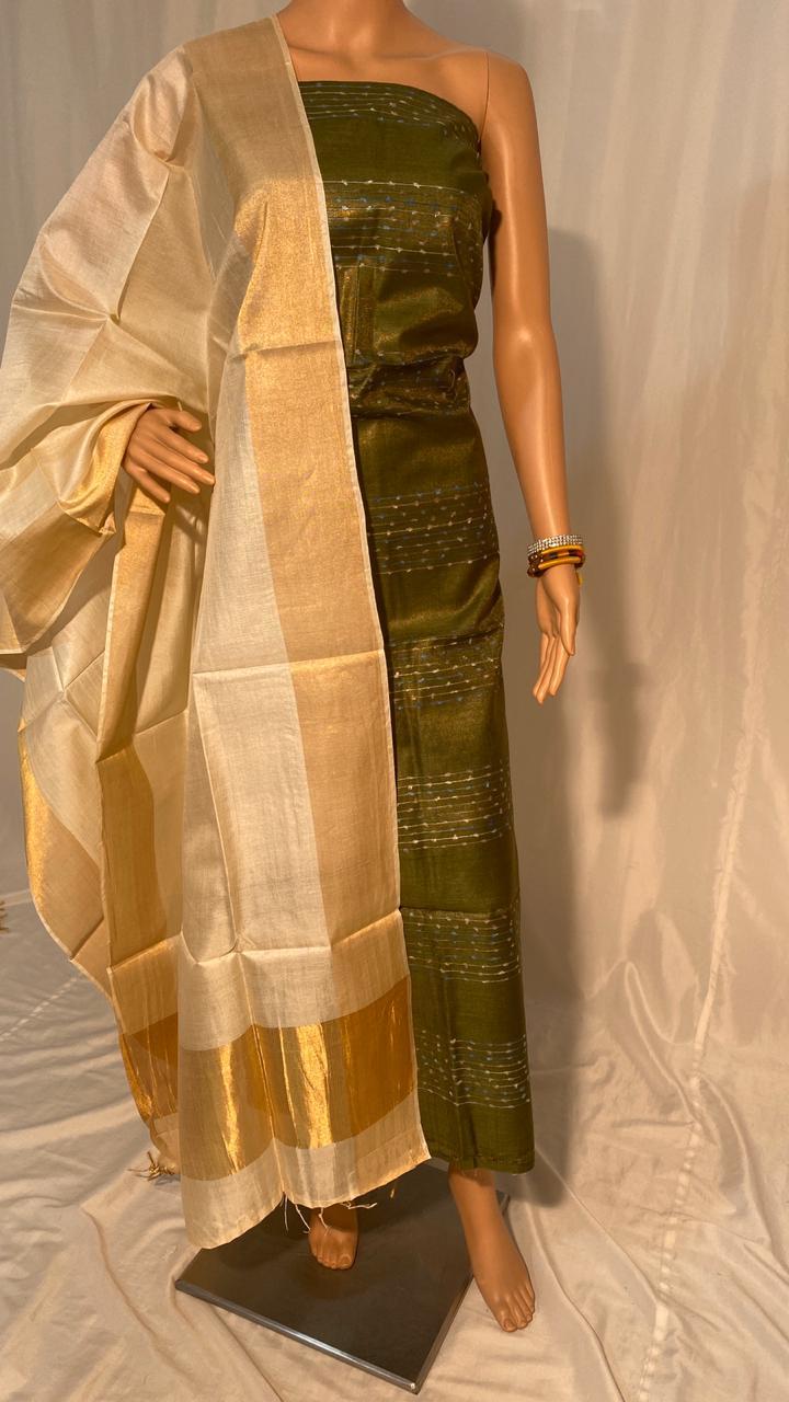 Silk Plain Long Dupatta - 100% Tissue By Jari Kosa Silk, 2.5 Mtrs Length | Woven Texture, All-season Versatility