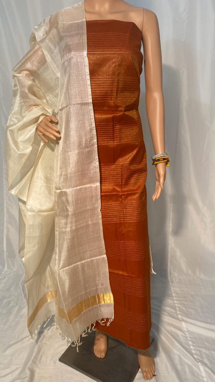 Silk Plain Long Dupatta - 100% Tissue By Jari Kosa Silk, 2.5 Mtrs Length | Woven Texture, All-season Versatility