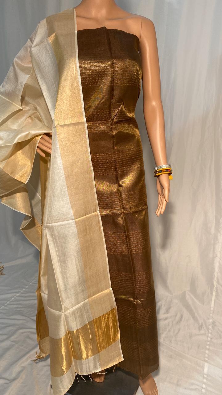Silk Plain Long Dupatta - 100% Tissue By Jari Kosa Silk, 2.5 Mtrs Length | Woven Texture, All-season Versatility