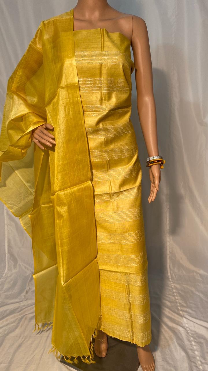 Silk Plain Long Dupatta - 100% Tissue By Jari Kosa Silk, 2.5 Mtrs Length | Woven Texture, All-season Versatility