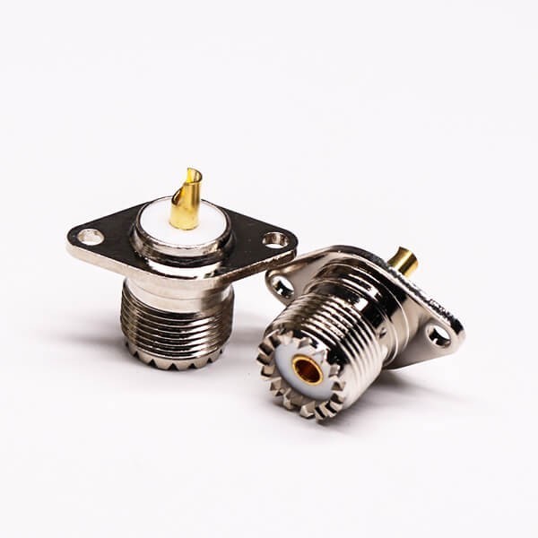 Uhf Female Connector Solder Type 2 Hole For Flange Mount