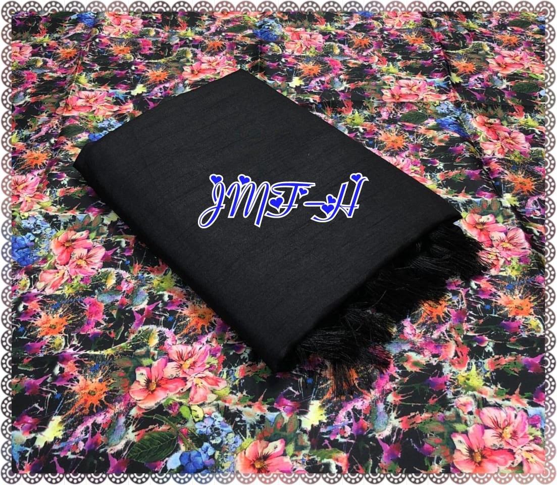 Chanderi Silk With Zalar - 100% Chanderi Silk, Multi Color, Beautiful Contrast Digital Blouse | Ideal For Formal Occasions, Summer To Winter Wear