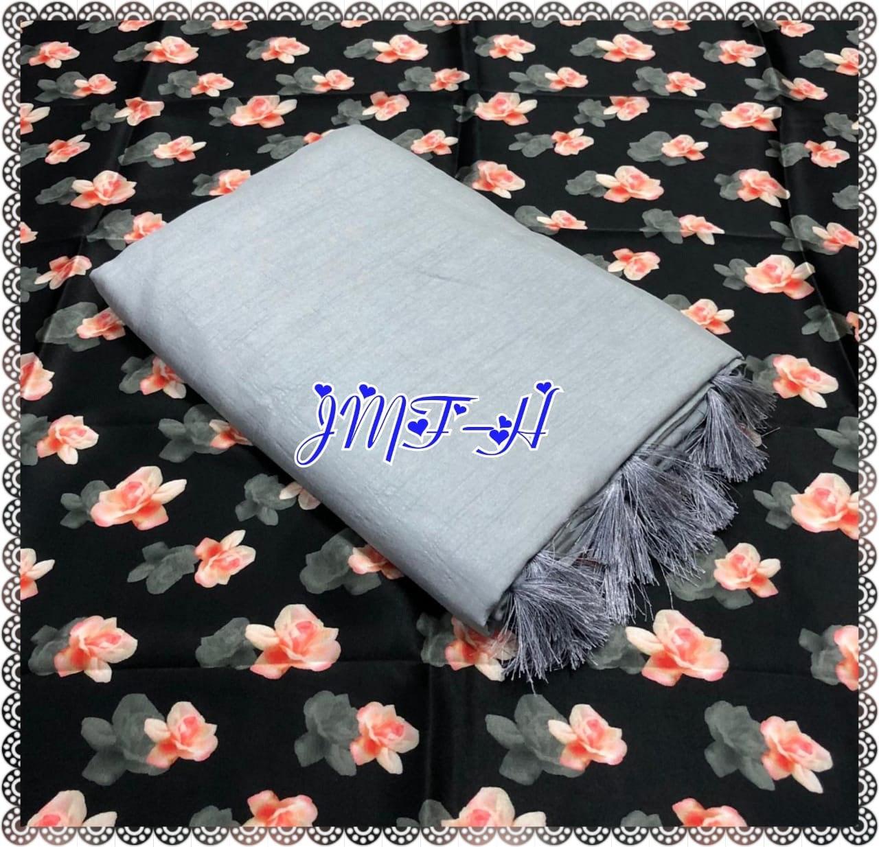 Chanderi Silk With Zalar - 100% Chanderi Silk, Multi Color, Beautiful Contrast Digital Blouse | Ideal For Formal Occasions, Summer To Winter Wear