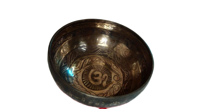 Brown Black Mantra Carved Tibetan Singing Bowls