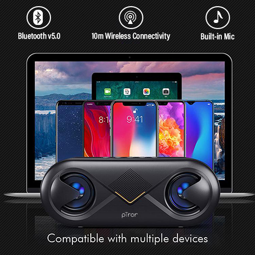Ptron Fusion 10w Stereo Sound Portable Bluetooth Speaker With Mic Battery Backup: 8-10 Hours