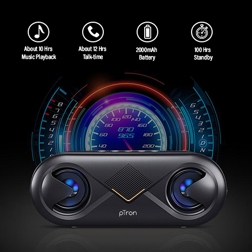 Ptron Fusion 10w Stereo Sound Portable Bluetooth Speaker With Mic Battery Backup: 8-10 Hours