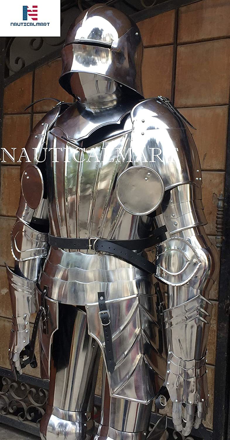 Steel Nauticalmart Full Gothic Knight Plate Suit Of Armor Breastplate Backplate Gorget Arm & Leg Guard