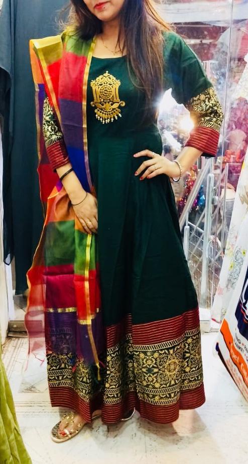 Green Long Kurti With Dupatta