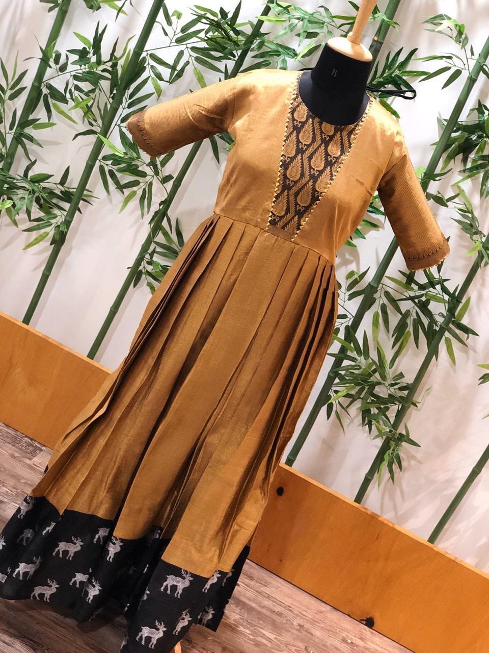 Fancy Silk Full Length Box Style Gown - Soft Silk, Length 56 Inches, Multi Color | Anti Uv, Breathable, Plus Size, Trendy Design, Long Sleeve, Quick Dry, Water Proof, Ideal For Festival Celebrations