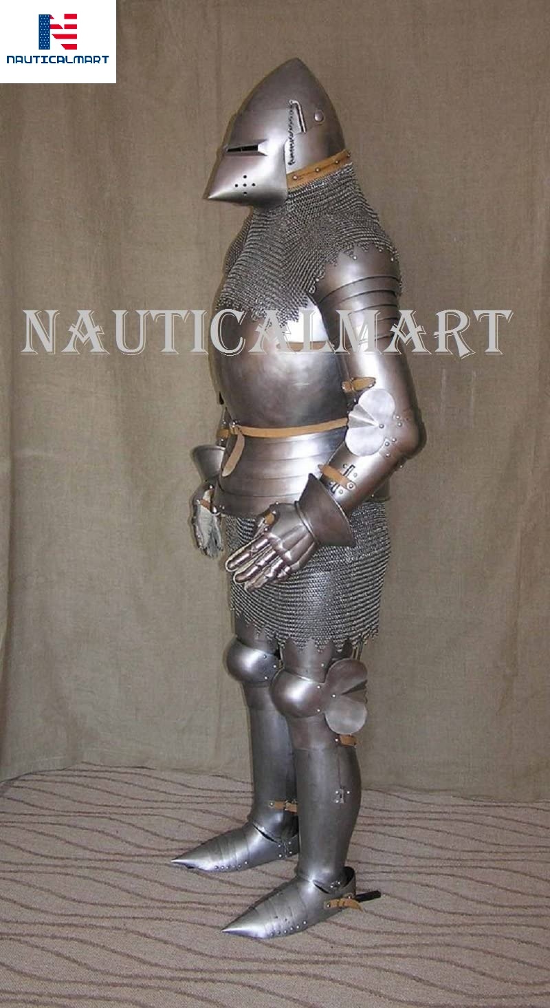 Steel Nauticalmart Medieval Knight 16th Century Full Suit Of Armor With Chainmail Wearable Halloween Costume