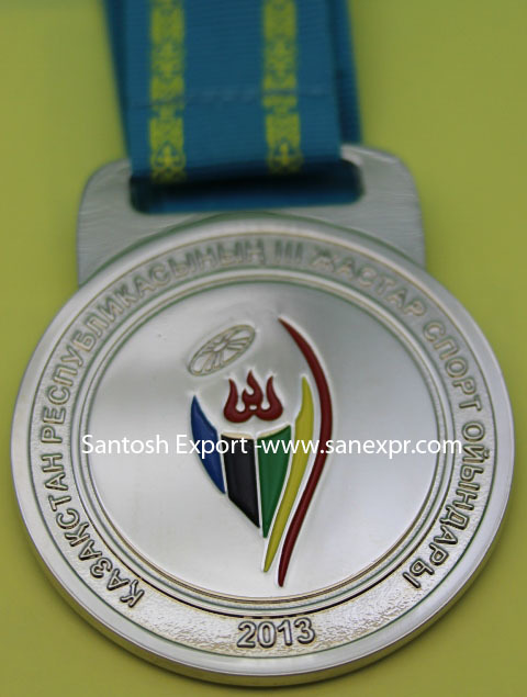 Silver Medal - Solid Metal, Die Struck Methodology | Available In Round & Rectangle Shapes, Sizes From 30 To 100 Mm, High Polishing, Custom Ribbon Options