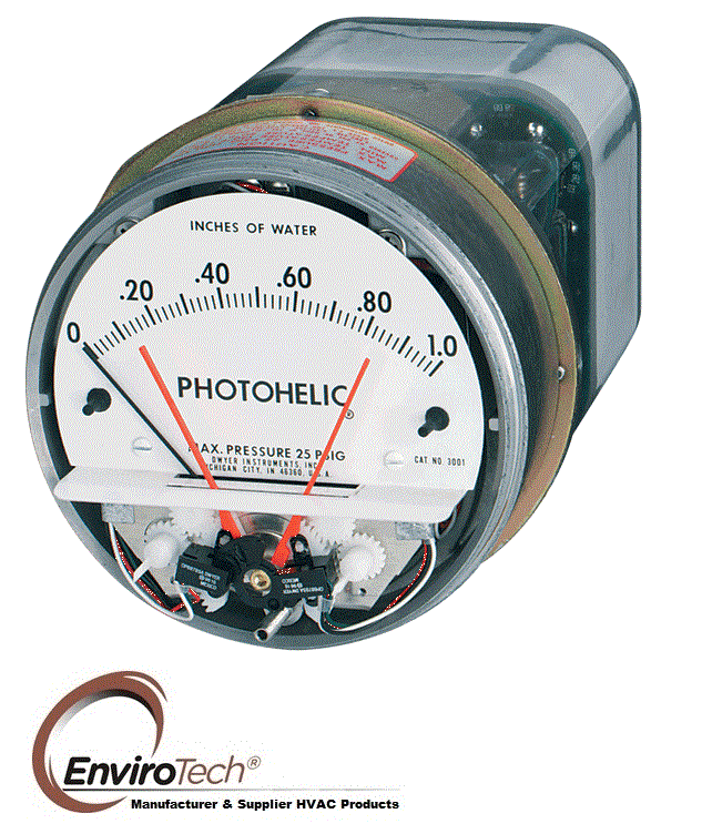 Dwyer A3000-100cm Photohelic Pressure Switch Gauge Range  0-100 Cm W.c.