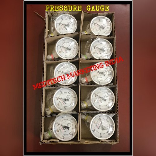 Oxygen Gauge - Brass And Aluminium | Medical Gas Application, Silver Color Code, Contract Manufacturing Service Available