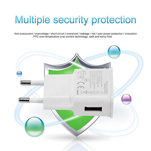 Ptron 2a Mobile Charger For Mobile Phones With Micro Usb Cable - Abs Material, White Color | Detachable Micro Usb Cable Included, Low Energy Consumption