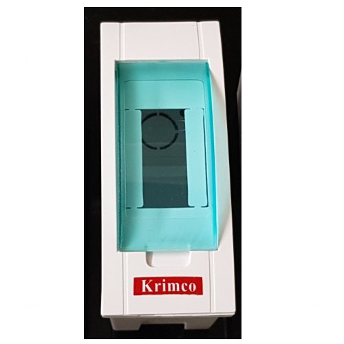 2 Pole Plastic Glass Door MCB Box - ABS Material, 2 Way Size, White with Blue Glass Color, IP65 Protection Level | Single Phase Electric Fittings