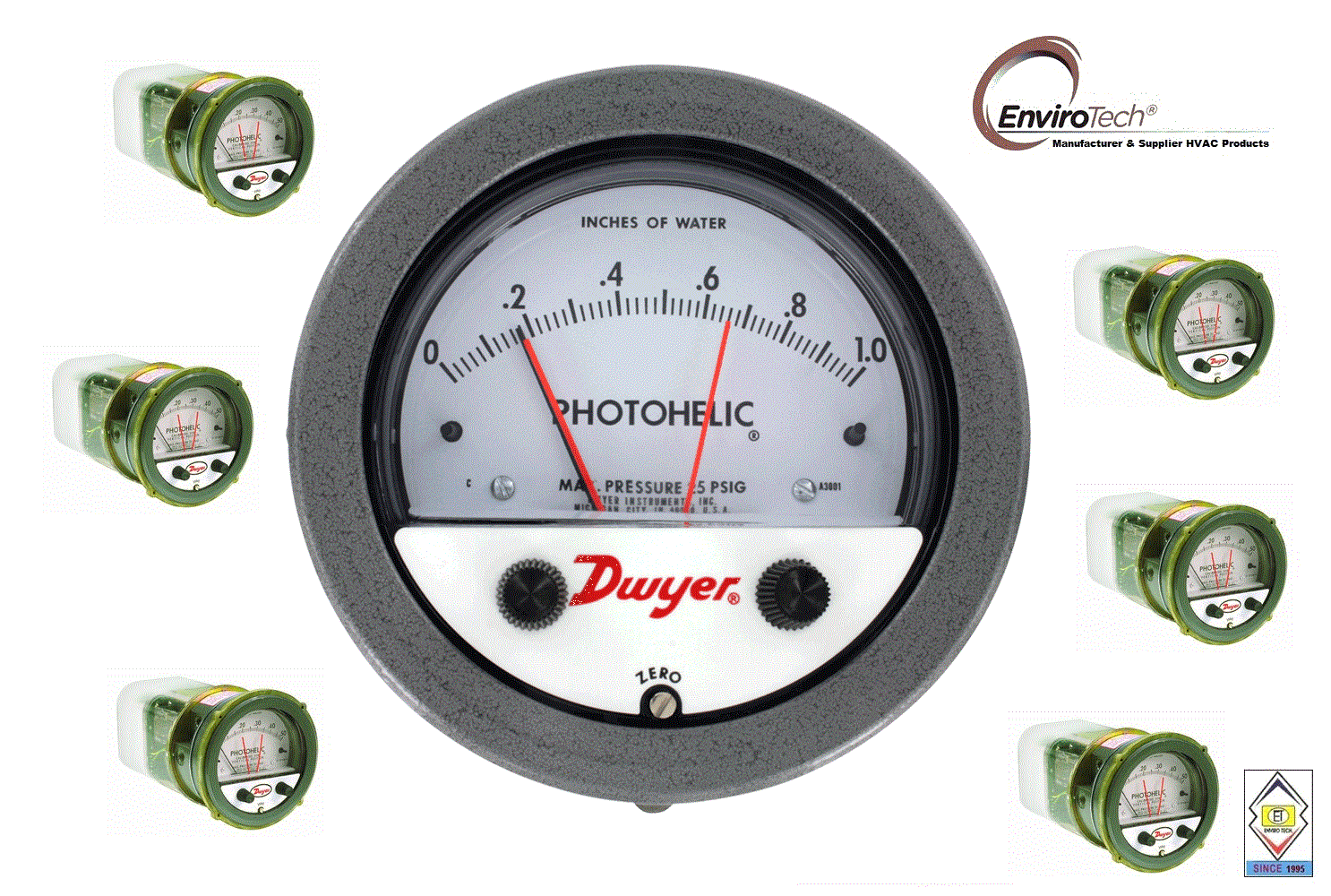 Dwyer A3000-10kpa Photohelic Pressure Switch Gauge Range 0-10 Kpa.