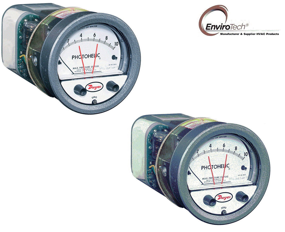 Dwyer A3000-10kpa Photohelic Pressure Switch Gauge Range 0-10 Kpa.
