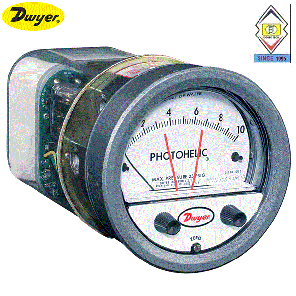 Dwyer A3000-15kpa Photohelic Pressure Switch Gauge Range 0-15 Kpa. Accuracy: A A 2% Of Fs At 70a A F (21.1a A C) %