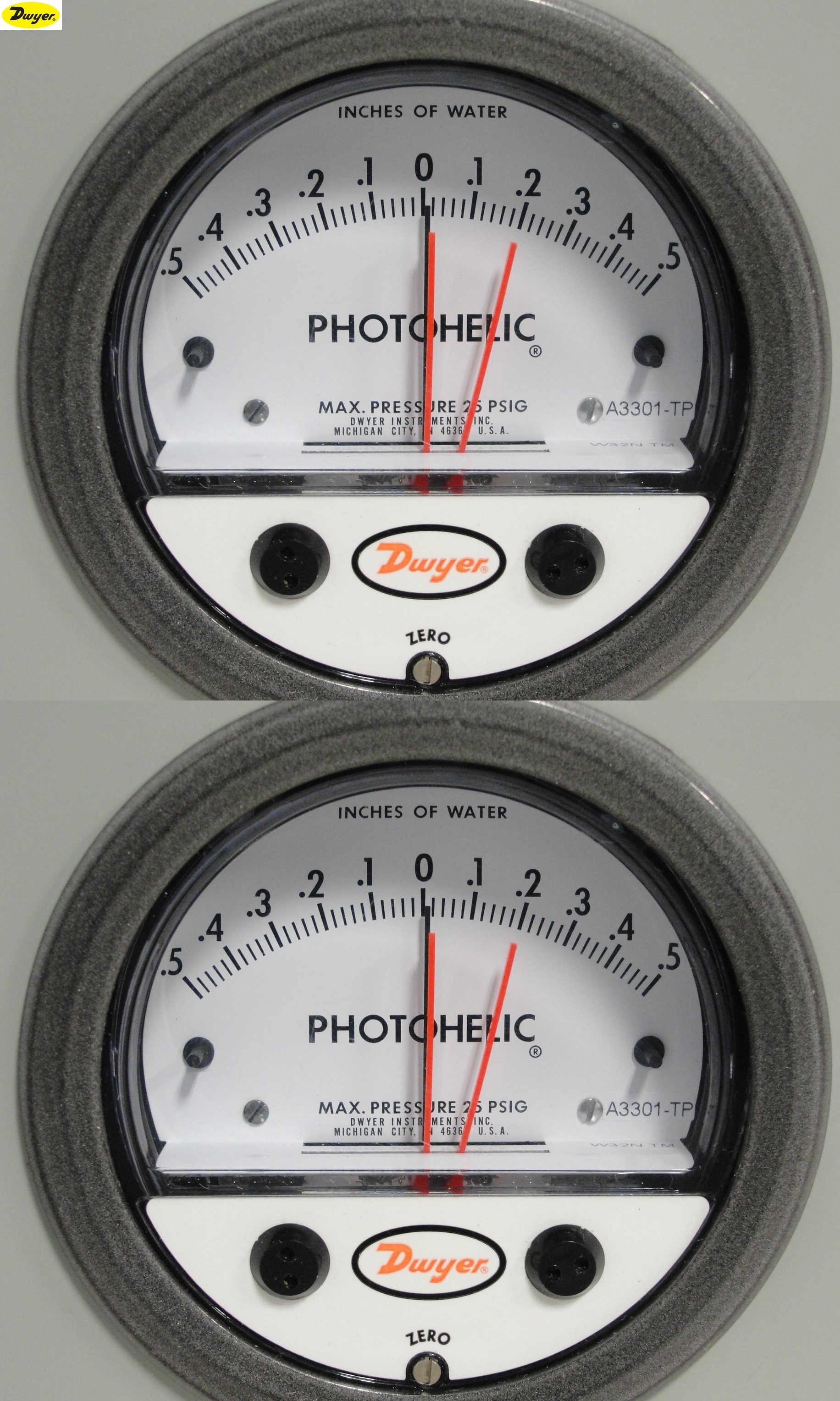 Dwyer A3000-1kpa Photohelic Pressure Switch Gauge - 0-1 Kpa Range, Precision 2% Accuracy, Adjustable Set Points, 4" Dial Face, Compatible With Air And Non-combustible Gases