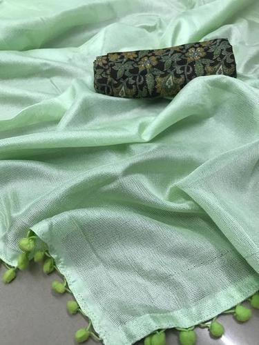 Madhubani Weaves - Linen Jute Cotton Blouse with Pumpum, Multi Color Casual Wear for All Seasons