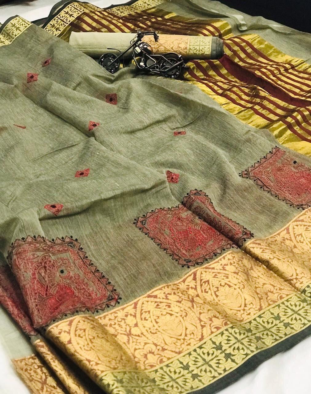 Multi Pure Cottan With Rich Pallu Saree