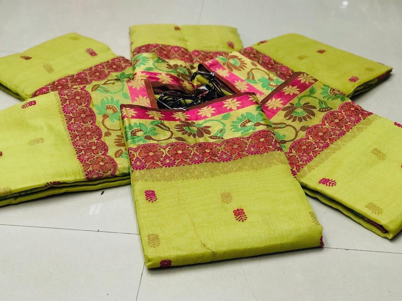 Multi Pure Cottan With Rich Pallu Saree