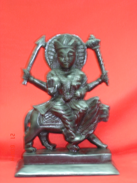 Black Marble Budh Dev Statue - 6 Inch Black Marble, Polished Finish, Hand-Carved Detailing