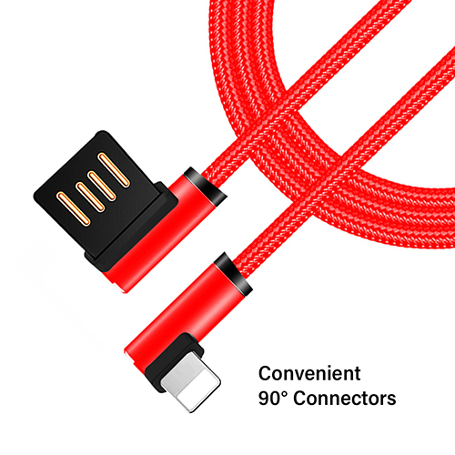 Ptron Solero 2.4a Fast Charging Usb Cable 1.2 Meter For Iphones - Metal, Abs, Copper, Nylon Cable, Red | Durable, Tangle-free, 480mbps Data Transfer Speed