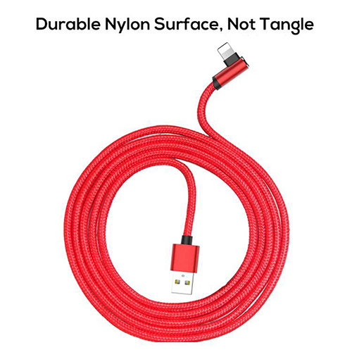 Ptron Solero 2.4a Fast Charging Usb Cable 1.2 Meter For Iphones - Metal, Abs, Copper, Nylon Cable, Red | Durable, Tangle-free, 480mbps Data Transfer Speed