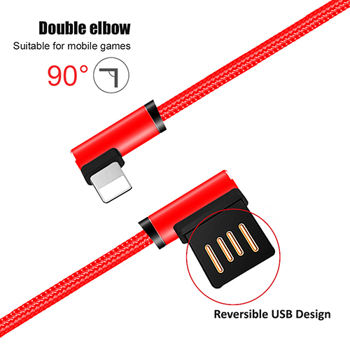 Ptron Solero 2.4a Fast Charging Usb Cable 1.2 Meter For Iphones - Metal, Abs, Copper, Nylon Cable, Red | Durable, Tangle-free, 480mbps Data Transfer Speed