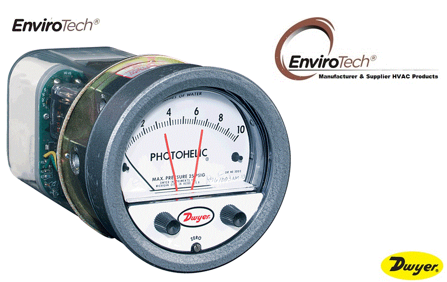 Dwyer A3000-20cm Photohelic Pressure Switch Gauge Range 0-20 Cm W.c. Accuracy: A 2% Of Fs At 70a F (21.1a C).a 3% On -0 And A 4% On -00 Models. %