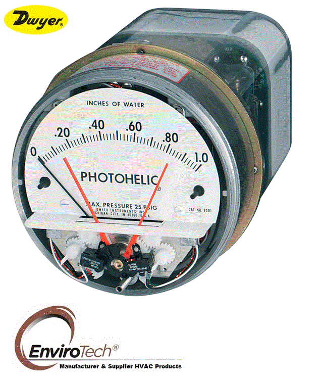 Series A3000 Dwyer A3000-20kpa Photohelic Pressure Switch Gauge Range