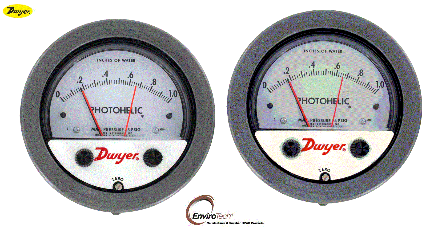 Series A3000 Dwyer A3000-20kpa Photohelic Pressure Switch Gauge Range
