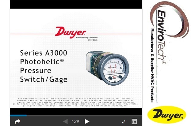 Dwyer A3000-250cm Photohelic Pressure Switch Gauge Range 0-250 Cm W.c. Size: 4" (101.6 Mm) Dial Face 5 X 8a " (127 X 209.55 Mm)