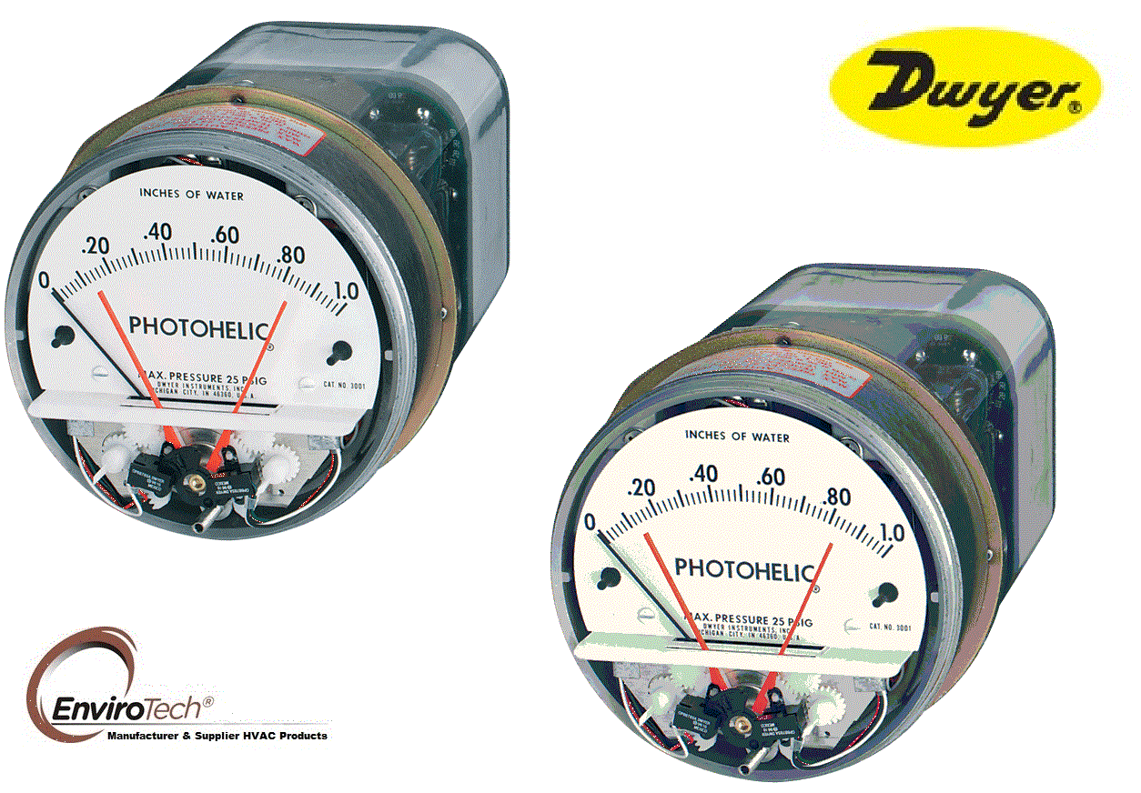 Dwyer A3000-250cm Photohelic Pressure Switch Gauge Range 0-250 Cm W.c. Size: 4" (101.6 Mm) Dial Face 5 X 8a " (127 X 209.55 Mm)