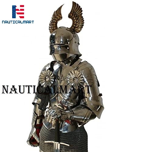 Steel Nauticalmart Medieval Reenactment Knight Half Suit Of Armor With Chainmail Halloween Costume