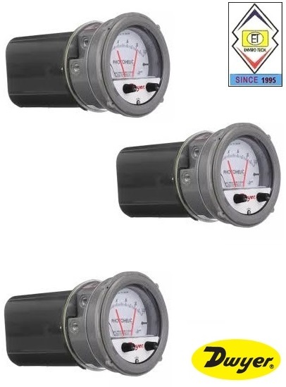 Dwyer A3000-25cm Photohelic Pressure Switch Gauge - Gauge Range 0-25 Cm W.c. Adjustable Set Points With 2 Dpdt Relay Outputs Accurate To Â±2% Fs At 70â°f