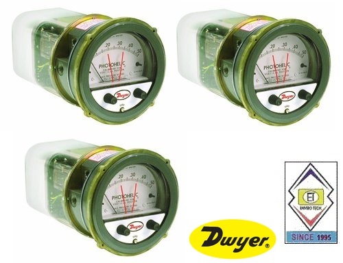 Dwyer A3000-25cm Photohelic Pressure Switch Gauge - Gauge Range 0-25 Cm W.c. Adjustable Set Points With 2 Dpdt Relay Outputs Accurate To Â±2% Fs At 70â°f