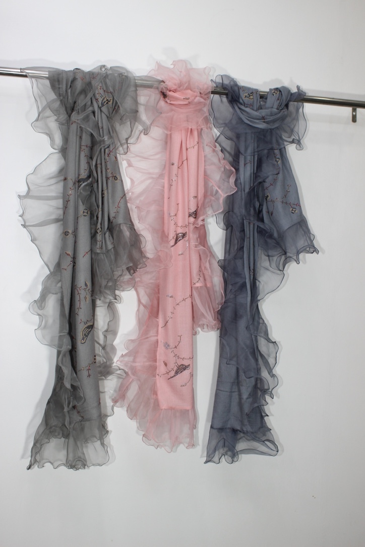 All Color Cashmere Frill Crystal Stole