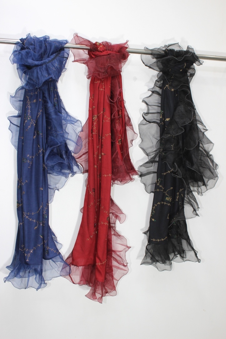 All Color Cashmere Frill Crystal Stole
