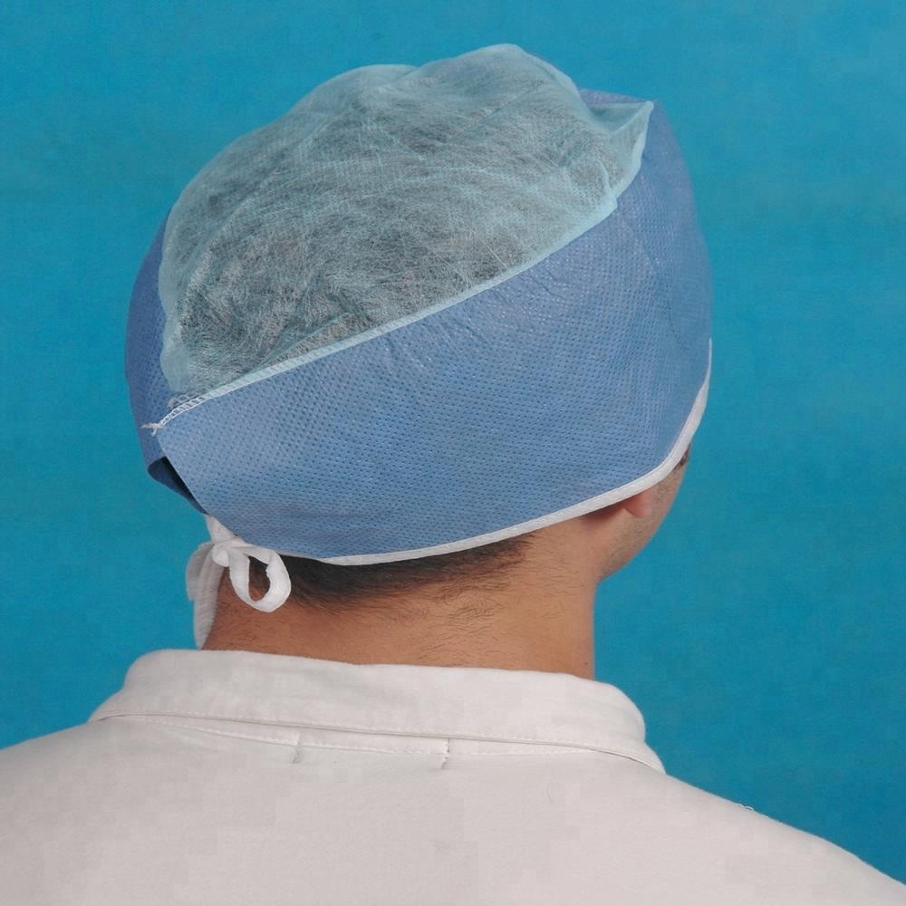 White Blue Disposable Non Woven Bouffant Cap For Hospital