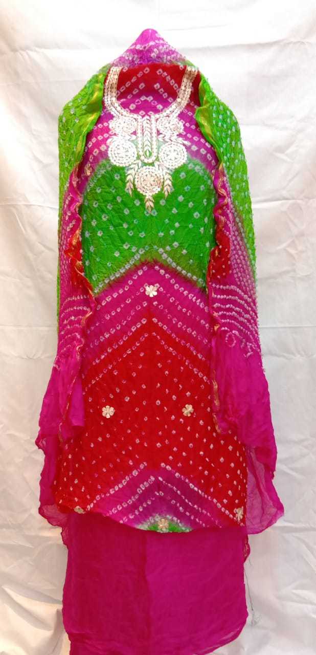 Jaipuri Suits - Art Silk Material, 2.5 Metre Length, Rani Color | Lightweight, Quick Dry, Hand Washable, Printed Pattern, Plain Texture, Ideal For Summers