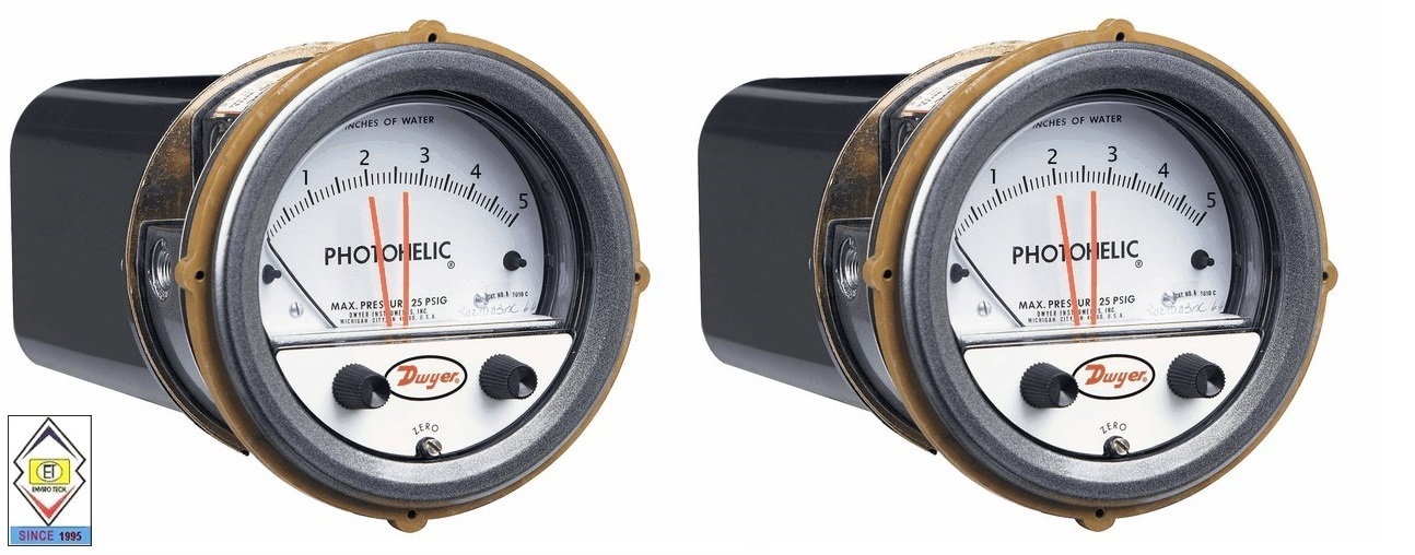 Dwyer A3000-50cm Photohelic Pressure Switch Gauge Range 0-50 Cm W.c. Diameter: 4" (101.6 Mm) Dial Face
