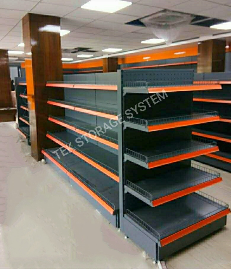 Gondola Rack - Iron, 6ft X 3ft, Off White | Heavy Duty Double Sided Rack With 5 Shelves For Supermarkets, Shops, And Warehouses