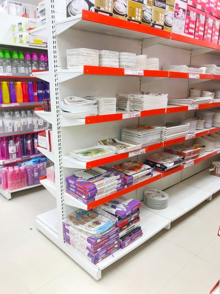 Gondola Rack - Iron, 6ft X 3ft, Off White | Heavy Duty Double Sided Rack With 5 Shelves For Supermarkets, Shops, And Warehouses