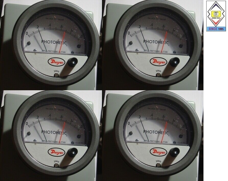 Dwyer A3000-6mm Photohelic Pressure Switch Gauge - 4" Dial Face, 5 X 8" Dimensions, 0-6 Mm W.c. Scale Range, Ideal For Air And Non-combustible Gases